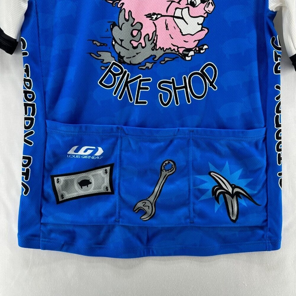 Louis Garneau Cycling Shirt Mens Size S Slippery Pig Bike Shop Graphic Blue - Picture 6 of 10